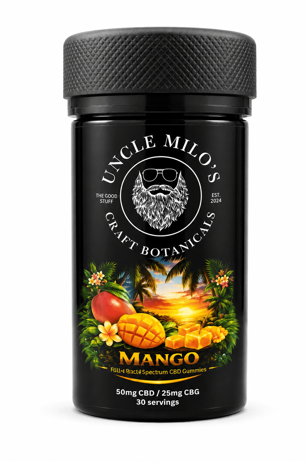 Uncle Milo’s Mango Broad Spectrum CBD + CBG Gummies