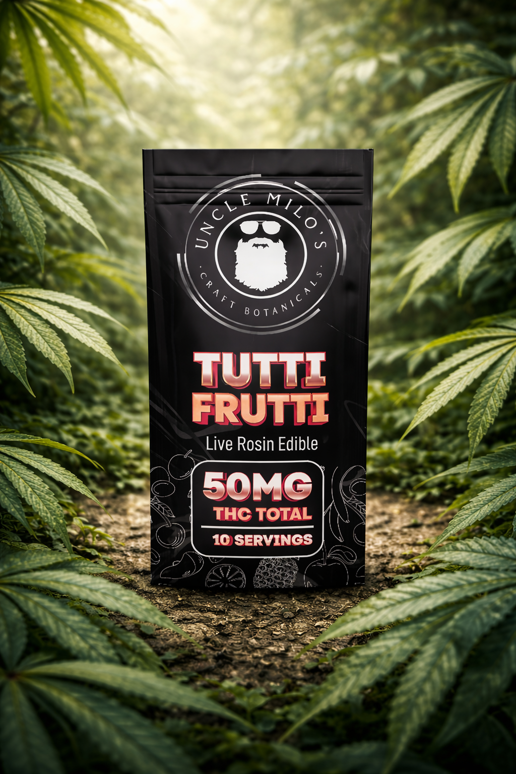 Uncle Milo's 50mg Solventless Live rosin THC Gummy Tutti Frutti