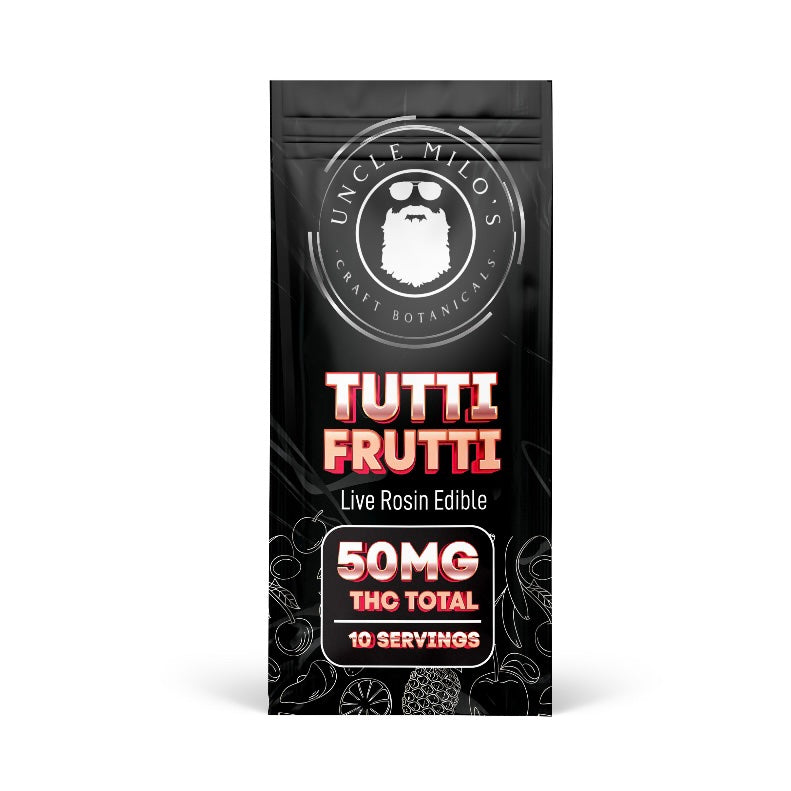 50mg Live rosin THC Gummy Uncle Milo's Tutti Frutti